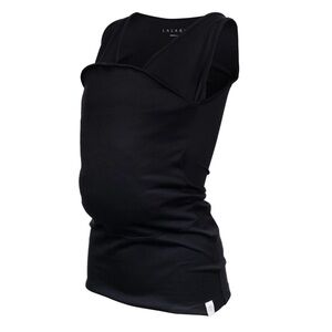 Lalabu Black Tank Sooth Shirt Large Sleeveless Pocket V Neck